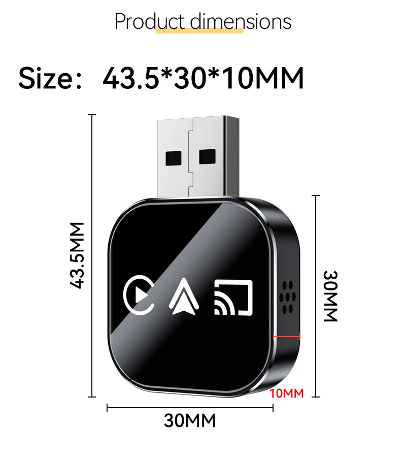 New Upgrade 3 in 1 Wireless Carplay Mirror Link Adapter Instant Wired to Wireless Conversion Plug & Play for Wired Carplay