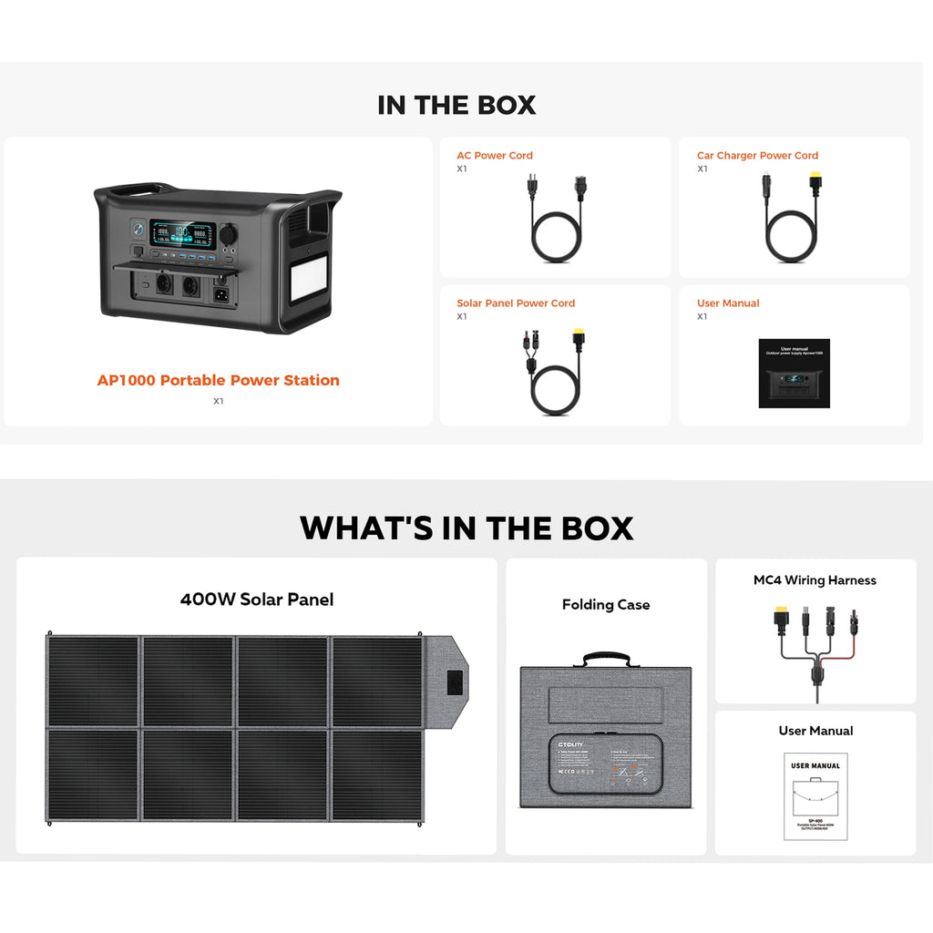 CTOLITY 345Wh/1024Wh/2048Wh Generator Portable Mobile Power Station 400W Solar Panel For Outdoor Camping Energy Storage