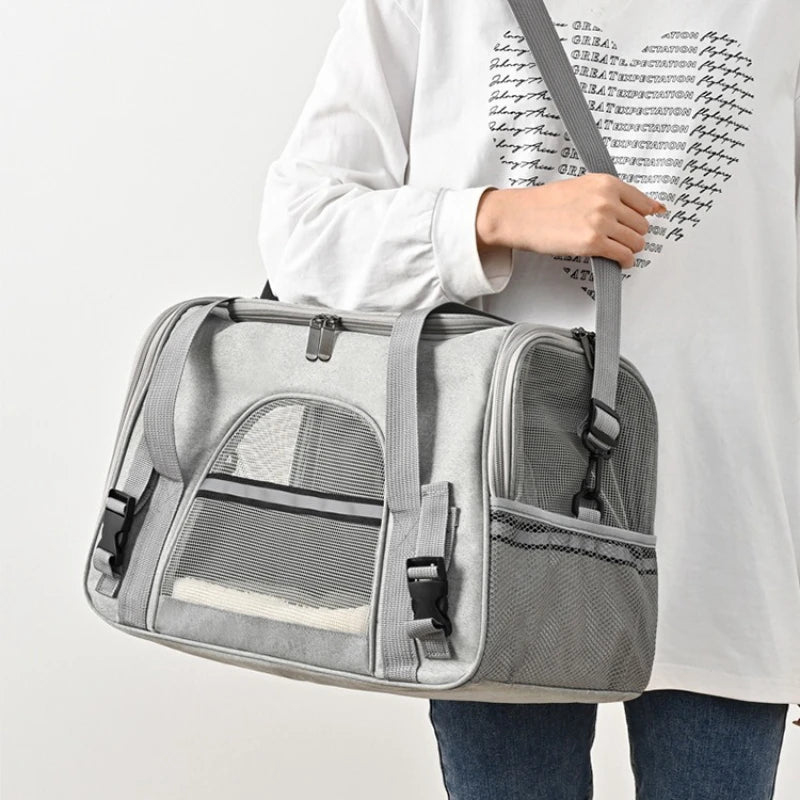 Breathable Pet Carrier Bag, Portable Foldable Travel Handbag for Small Cat Dog Outdoor