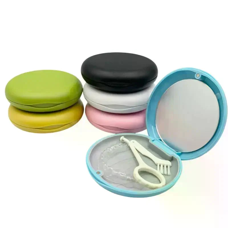 Dental Invisible Bracess Retainer Case Magnetic Portable Mouth Guard Denture Storage Box Tooth Case With Mirror Travel