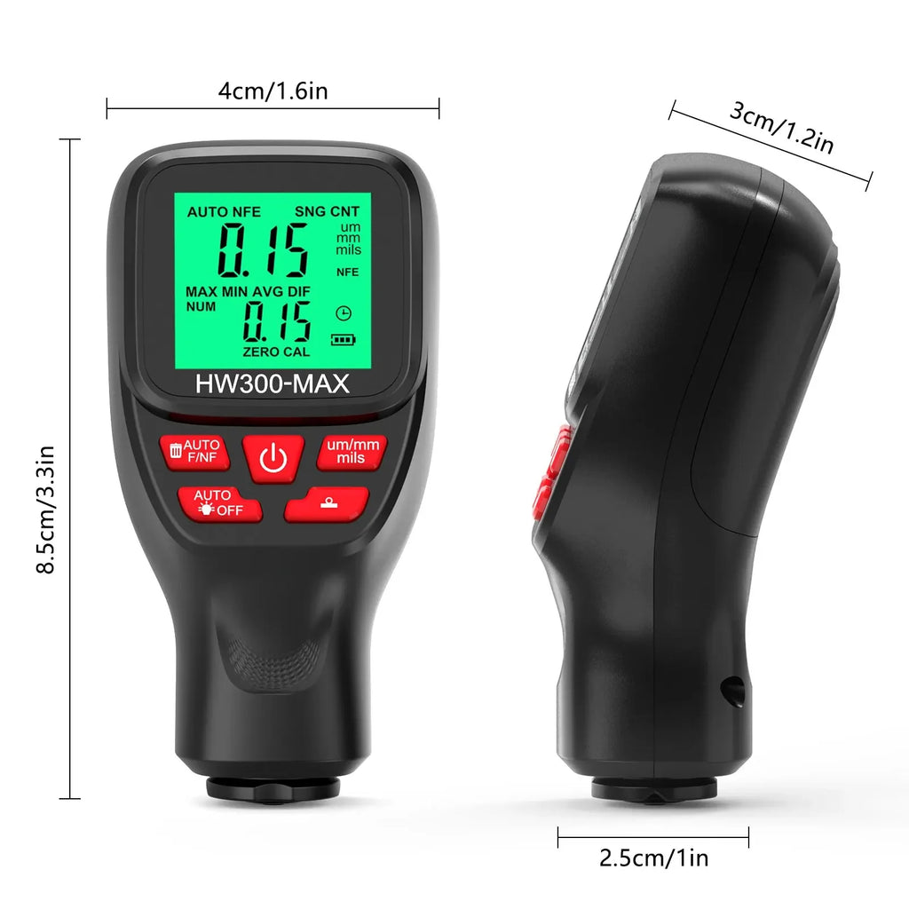 1Set HW300-MAX Coating High Precision Thickness Gauge Large Range Thickness Detection Paint Film Instrument