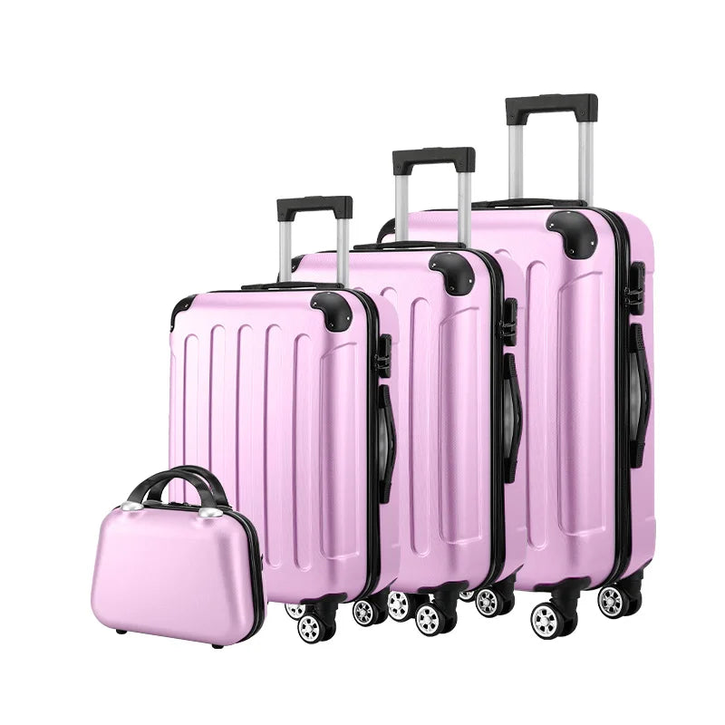 Wholesale new 4 in1 hardside luggage  valise de voyage 4 pcs  suit case bags trolley travel Abs Pc suitcase