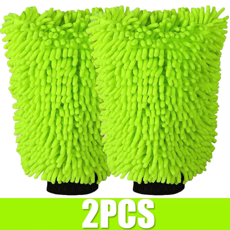 1-10PCS Microfiber Car Wash Green Gloves Portable Car Cleaning Mitt Super Absorbent Sponge Scratch Free Auto Cleaning Tool
