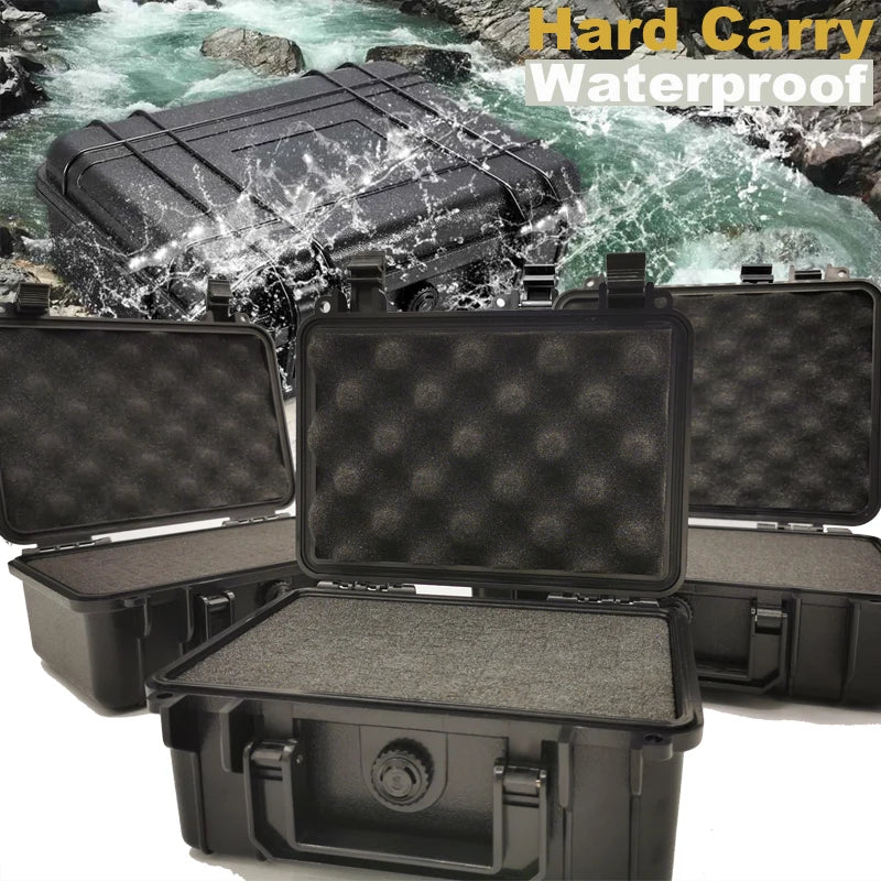 1PCS Waterproof Heavy-duty Protective Toolbox with Pre Cut Sponge Inserts - Durable Plastic, Shockproof Equipment Storage Box