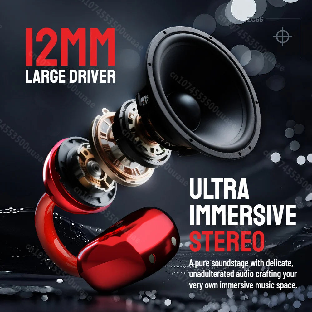 Zombiescat B15 OWS Ear Clip Earphones 360° Immersive Stereo Bluetooth 5.4 Headphone IPX4 Waterproof Sports TWS Wireless Earbuds