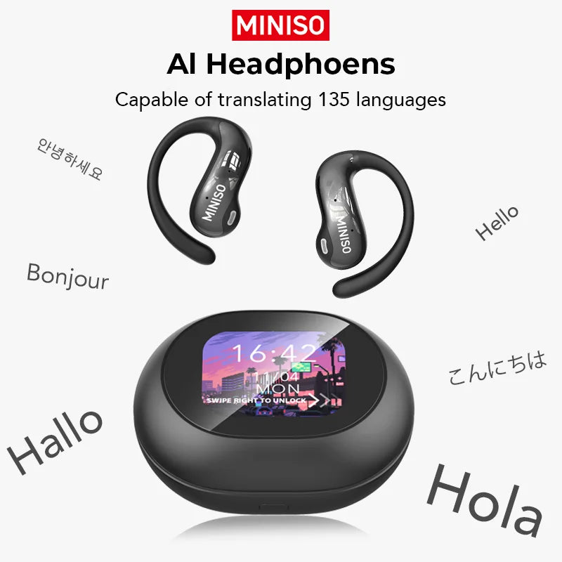 [HD Touchscreen]MINISO MS188 AI Translation Earbuds Bluetooth Earphones Wireless Headphones Ultra-long Battery Life