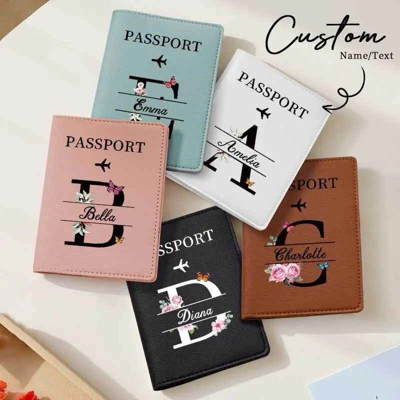 Personalized Custom Black Passport Holder with Custom Name - 26 Letters and Surname. Fashionable Foldable Travel Accessory