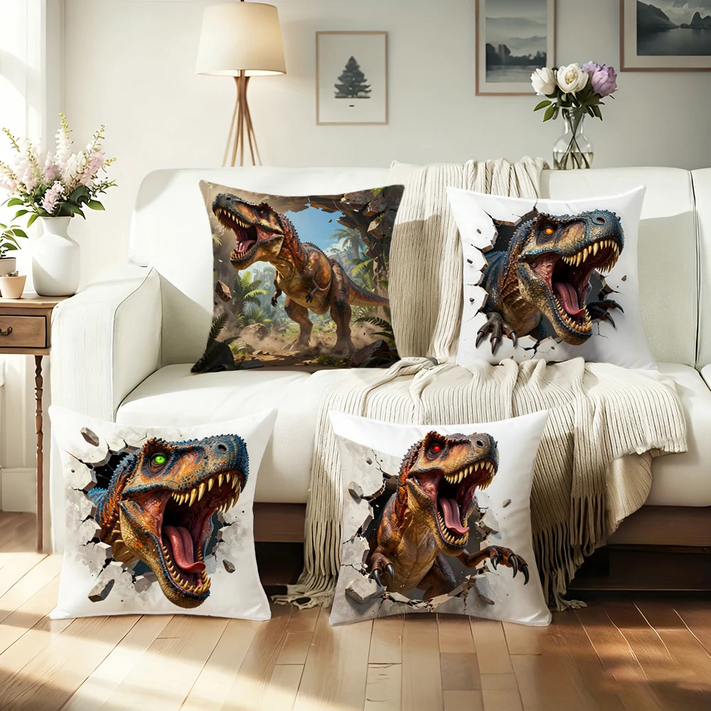 Dinosaur Print Double-sided Printed pillow cover Short plush Suitable living rooms bedrooms sofas throw cushion cover