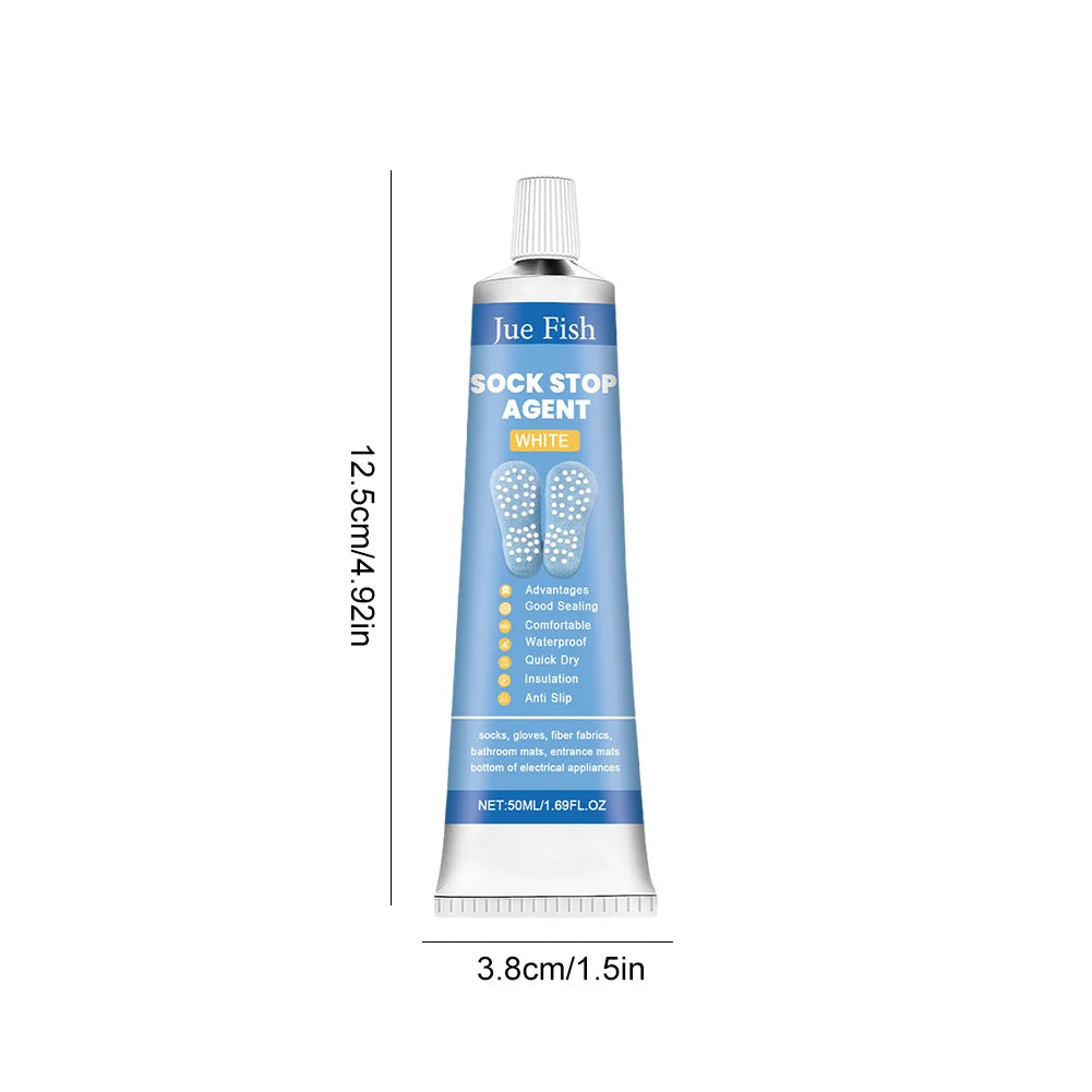 Anti Slip Sock Glue with Scraper and Template Sock Stop Glue Sock Stop Non Slip Adhesive for Anti-Slip Socks Bathroom Mats