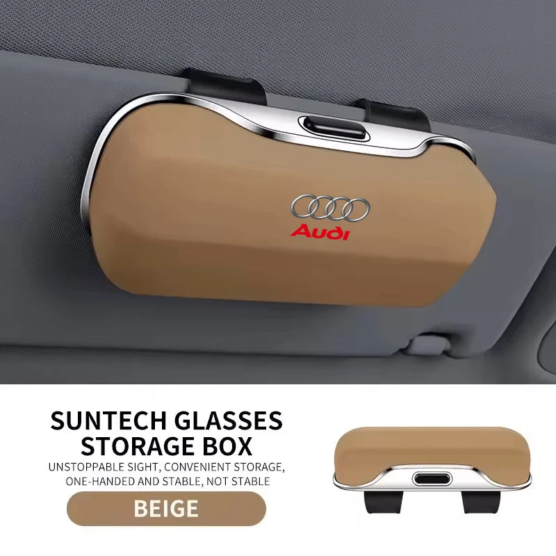 For Audi A4 A3 A6 TT S4 S5 S6 A1 A2 A5 A7 A8 Q1 Q2 Q3 Q4 Q5 Q6 Q7 Q Car Visor Sunglasses Glasses Case Clip Eyeglasses Box Holder