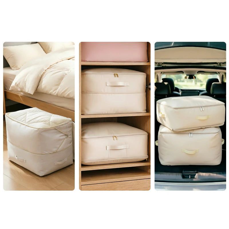 Large Comforter Bag Duvet Clothes Self Compression Storage Blanket Coat Closet Sack Home Travel Organizer Wardrobe Space Saving