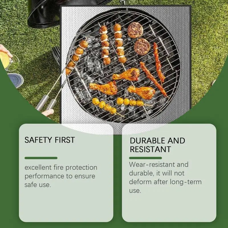 camping BBQ Mat Floor Outdoor 40x40inches Fireproof Mat BBQ Heat Resistant Grill Mat Reusable Anti-Slip Fireplace Mat Waterproof