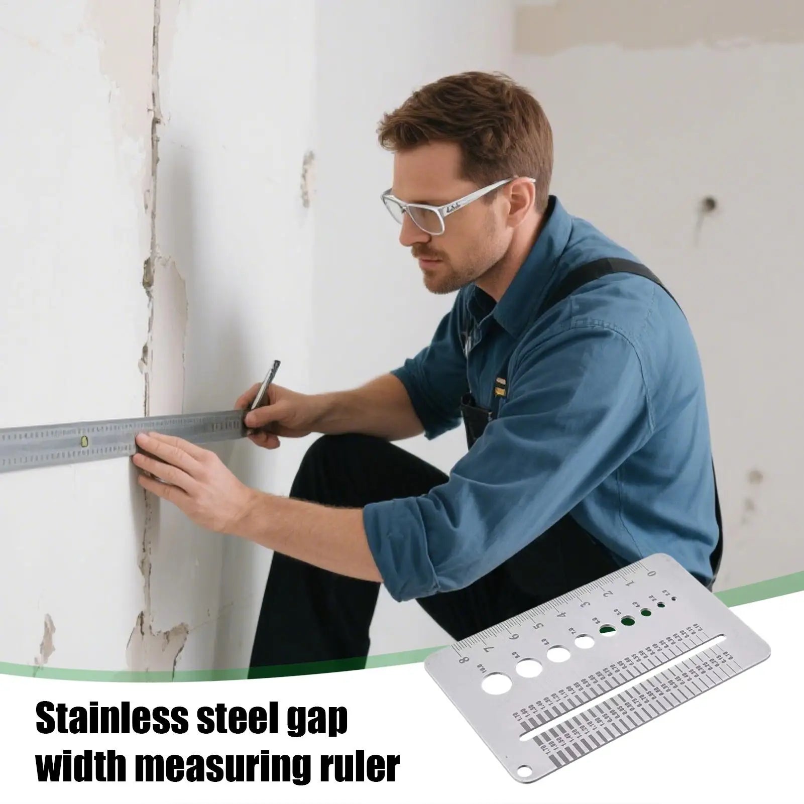 Stainless Steel Crack Width Gauge Card Precision Gap Measuring Tool for Concrete Wall Inspection, Home & Construction Monitoring