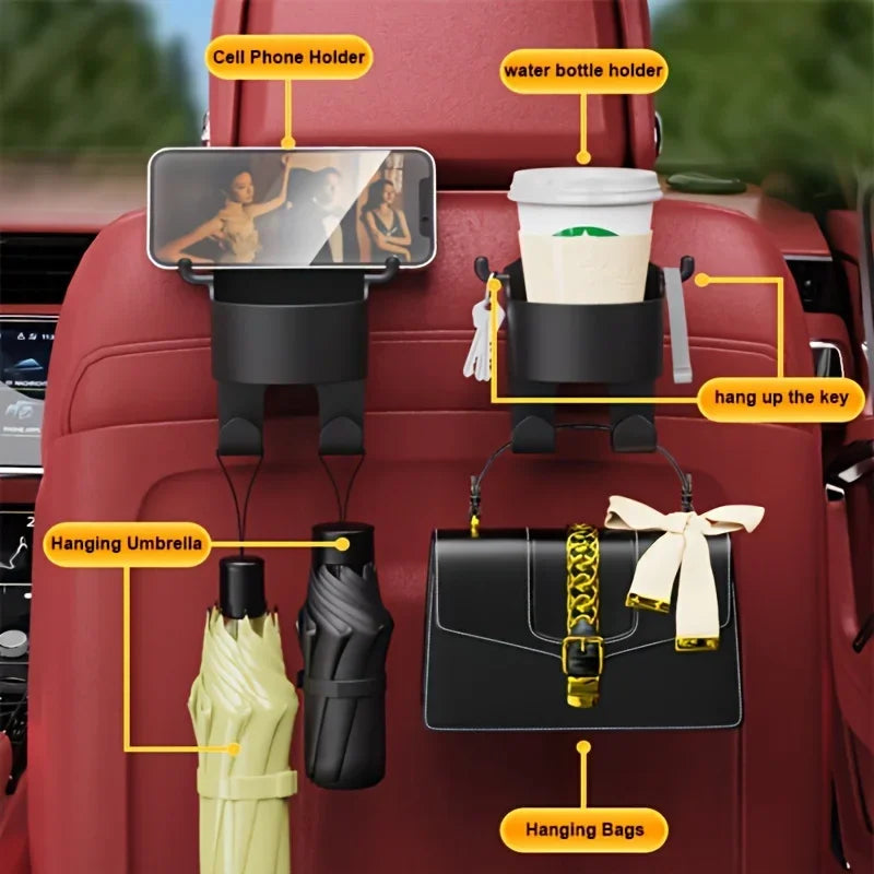 Car Seat Back Multi-functional Hook Rear Creative Water Cup Holder, Car Storage Rack For Public Buses Vehicles Theaters