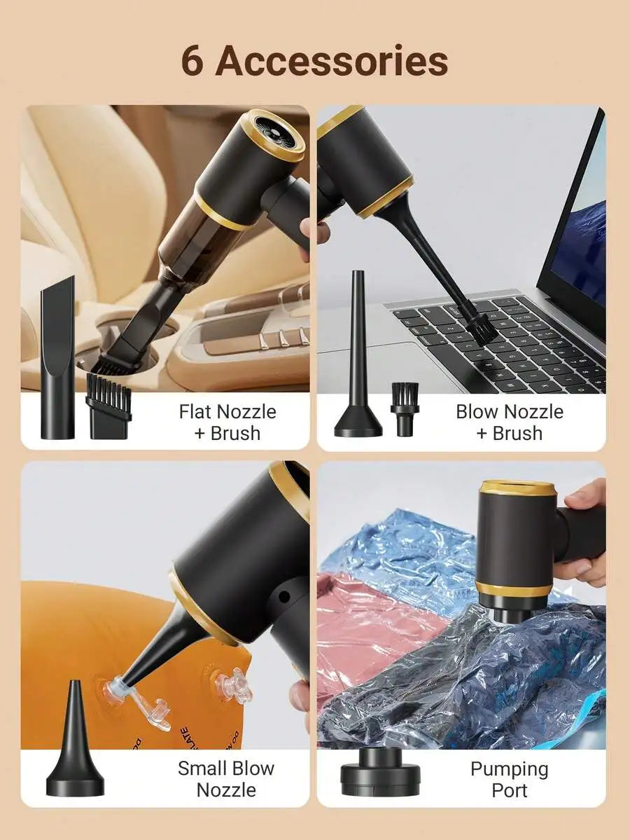 Portable Cordless Car Vacuum Cleaner Set, Includes Vacuum Cleaner And 7 Accessories, Multi-Nozzles For Car, Home, Office, Pet, S