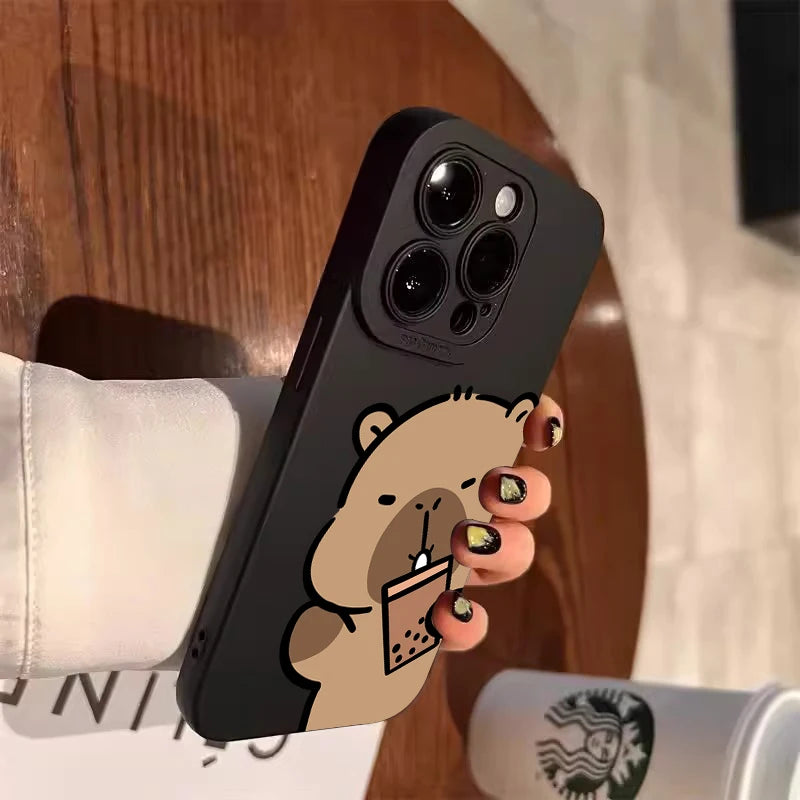 Cartoon Cute Capybara Phone Case For Samsung Galaxy S25 FE S24 S23 S22 Ultra Plus A16 A26 A36 A56 A55 A25 A35 A54 A34 A33 Cover