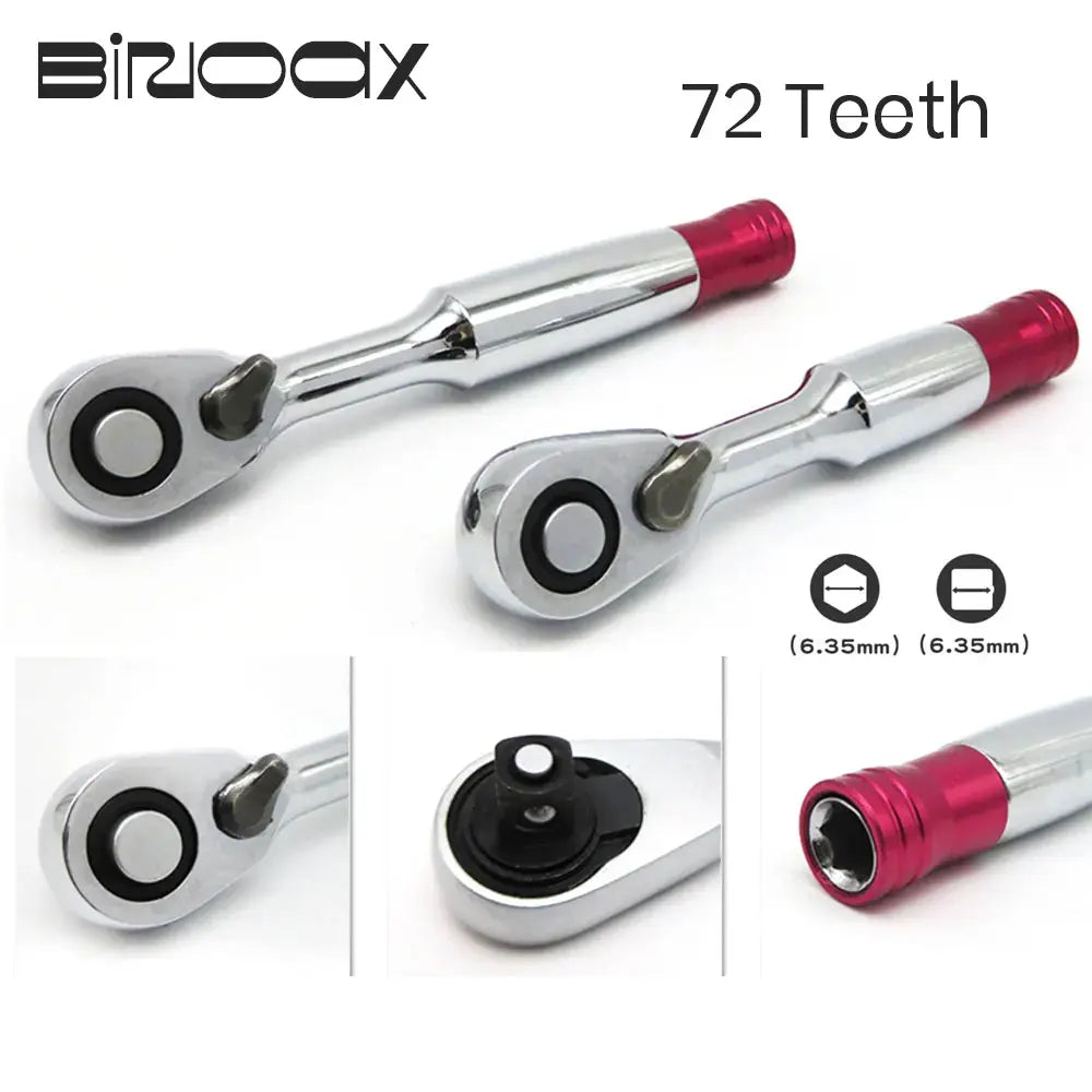 Binoax 72 TeethTorque Ratchet Wrench 85mm/100mm 1/4'' Mini Socket Wrenches Repair Tool For Vehicle Bicycle Bike