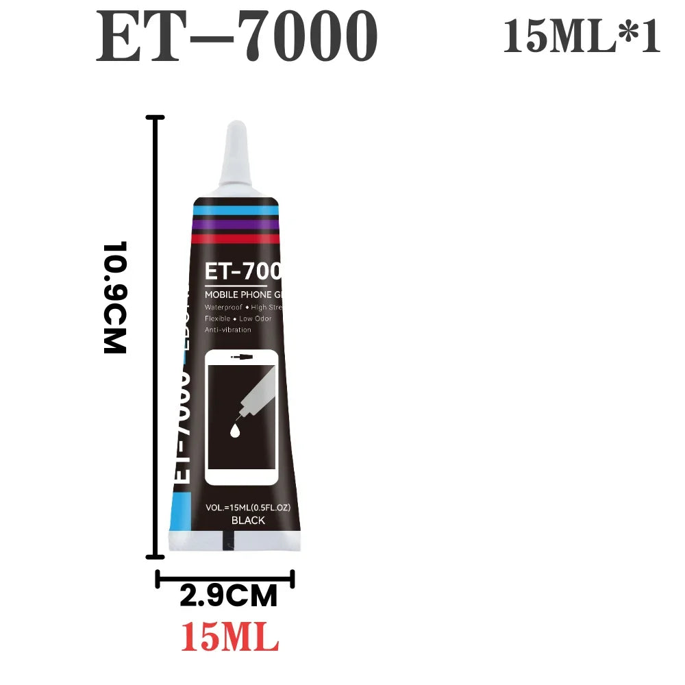 T7000 Black Soft Glue for Phone Back Glass Battery Repair-High Strength Anti-Vibration Flexible Adhesive Screen Replacement Glue