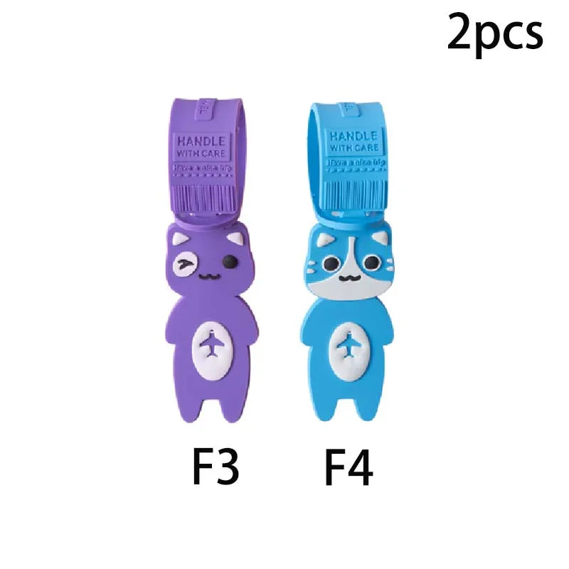 2pcs， Cute cat shaped luggage tag, creative foldable travel tag, suitable for travel accessories in handbags and suitcases, port