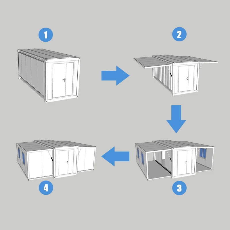 Hot Sale Double Wing Portable Home Sexpandable 10ft 20ft 30ft 40ft Container Houses Or Office Bedroom Bathroom Kitchen