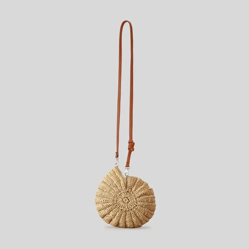 Creative Candy Color Conch Bag For Women Crochet Shoulder Bags Funny Cute Pearls Chains Handmade Weave Crossbody Hobo Shell Bag