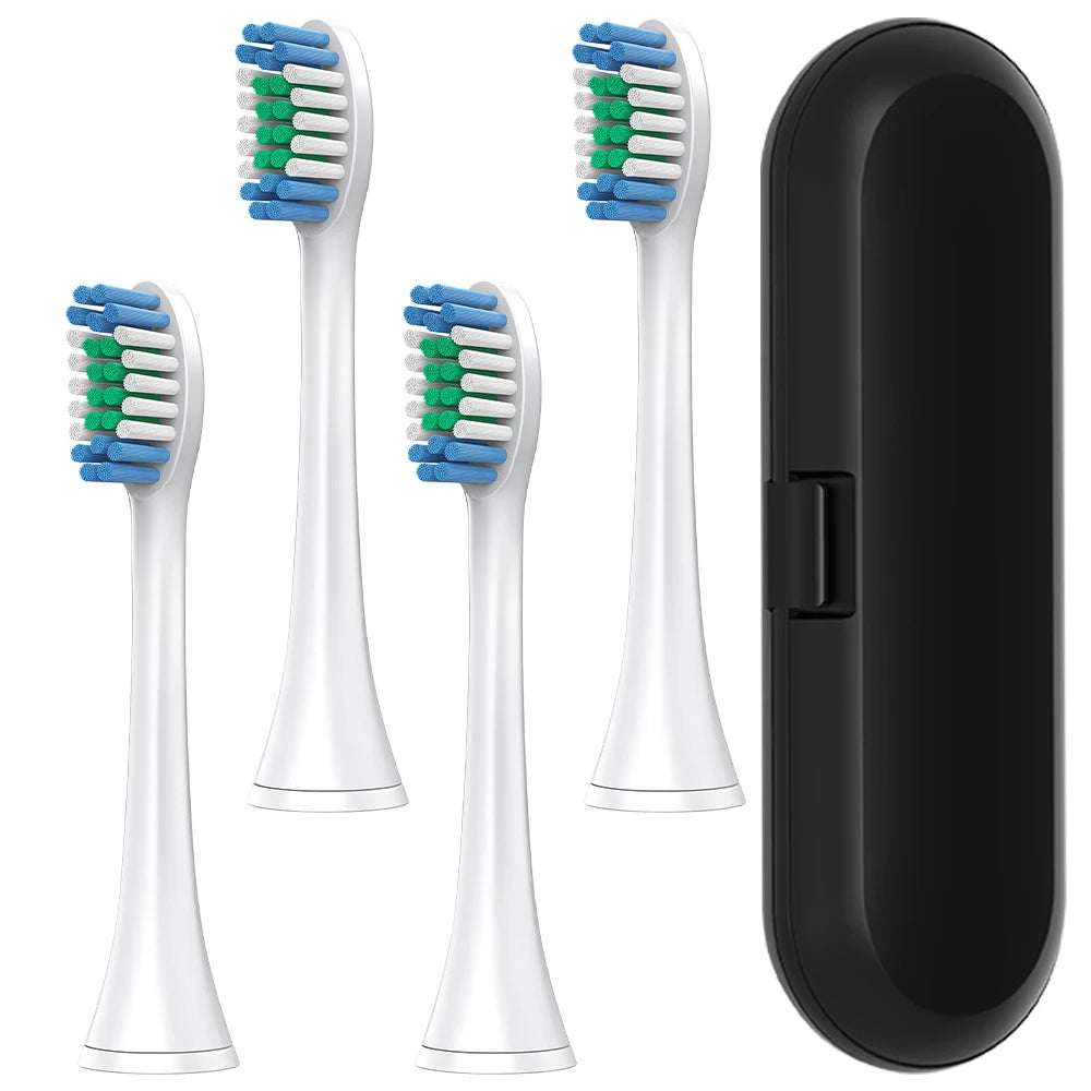 Toothbrush Travel Container & 4 Pack Professional Replacement Brush Heads Compatible with Philips Sonicare Electric Toothbrushes