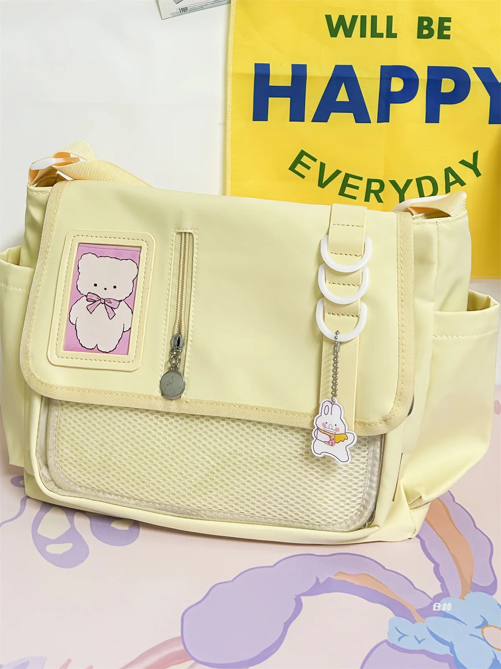 Y2K Japanese Harajuku School Bags for Teenage Girls New 2025 Transparent Itabag Crossbody Bag DIY Badges Display Plate Ita Bag