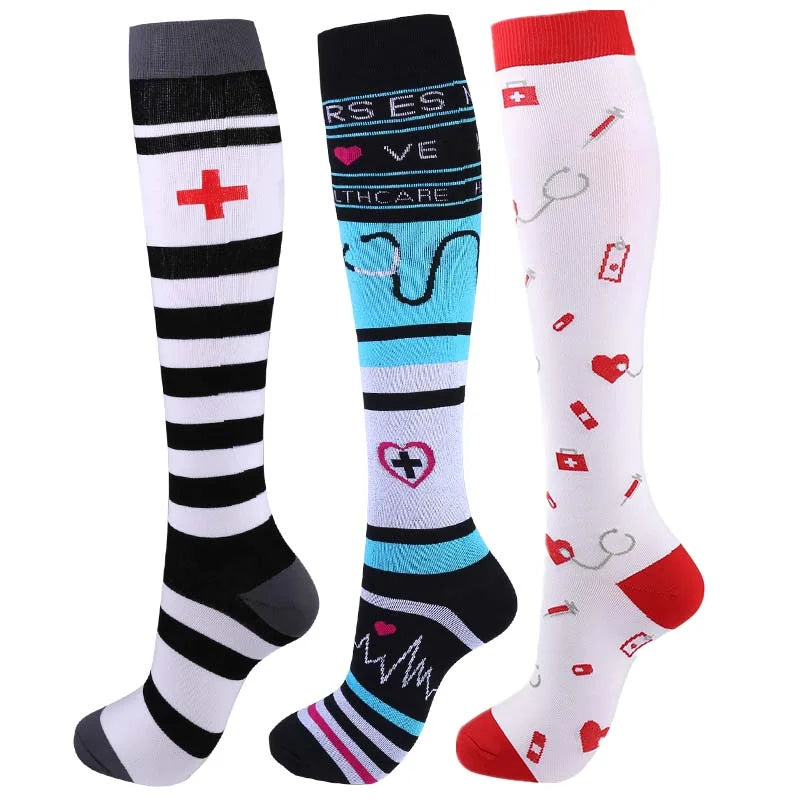Unisex Compression Socks for Men and Women Medical Diabetes Varicose Veins Sports Socks for Running Cycling Travel Flight Yoga