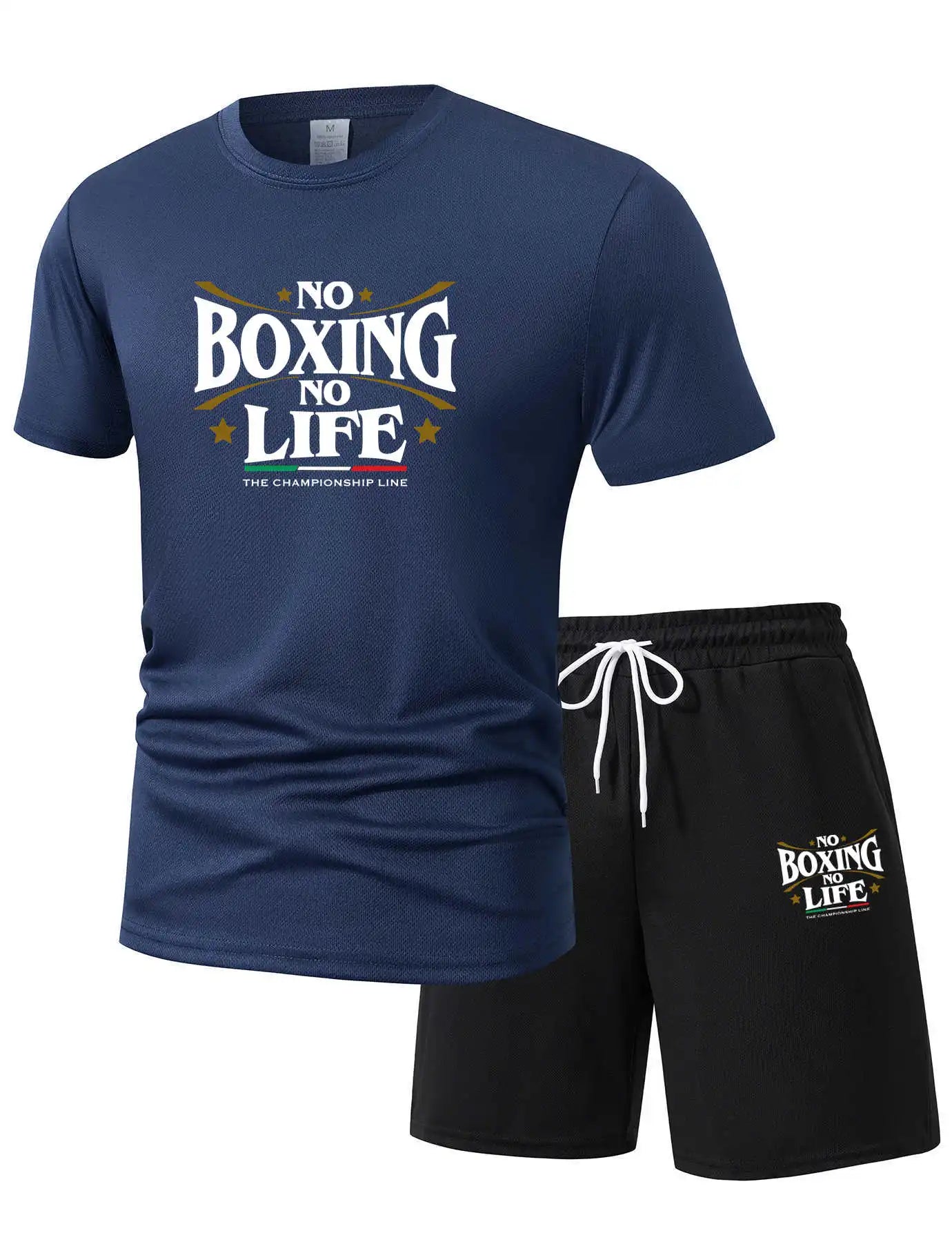 Summer Leisure Men'S 2-Piece Set No Boxing No Life Comfortable Breathable T-Shirt And Shorts Top Print T-Shirts Ensemble