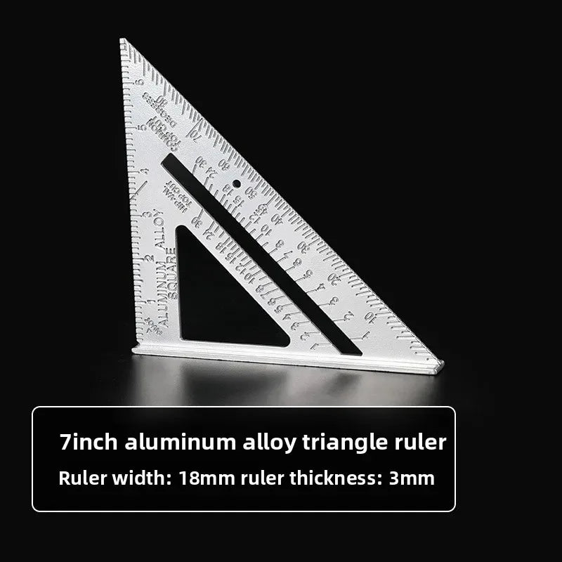 7 Inch Aluminum Alloy Speed Triangle Ruler Durable Carpentry Tool for Framing Roofing and Construction Measurement
