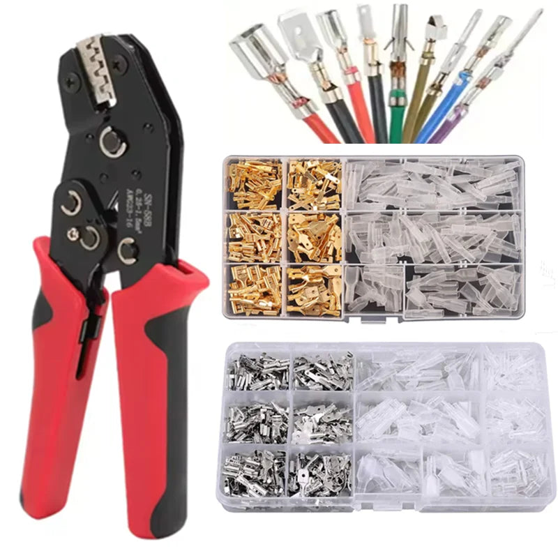 Ratchet Crimping Tool SN-58B Crimp Pliers XH2.54/DuPont2.54/2.8/4.8/6.3/uninsulated/ferrule JST terminals 0.5-1.5mm ²/ AWG23-16