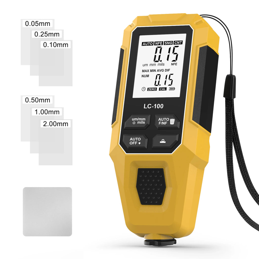0-2000um High-precision Car Paint Thickness Tester Manual Paint Tools Automotive Coating Film Thickness Gauge for Fe/nfe LC-100