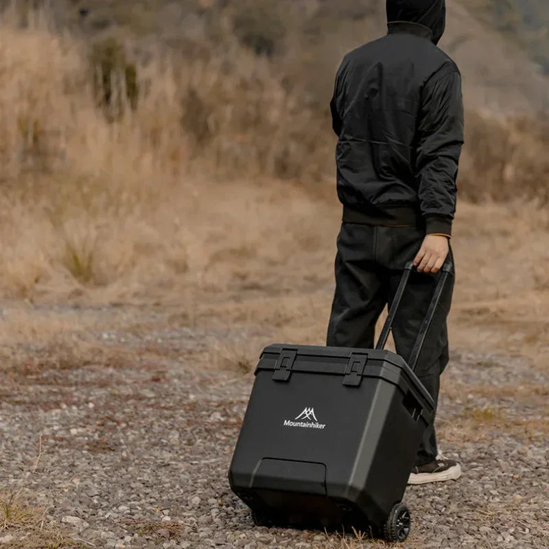 MOUNTAINHIKER 36L Outdoor Refrigerator with Trolley Wheels Incubator Portable Warm Box BBQ Car Pulley Warm Box Refrigerator Box