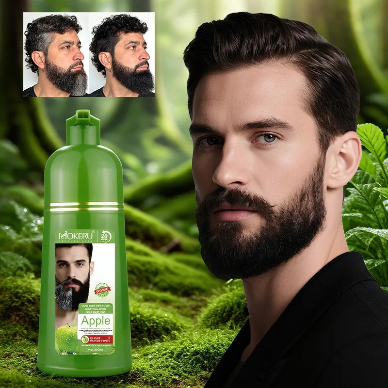 Natural 500ml 1Pack Apple Hair Color Cream Ammonia Free100% Gray Hair Coverage Apple Hair Color Black Hair Dye Shampoo for Men