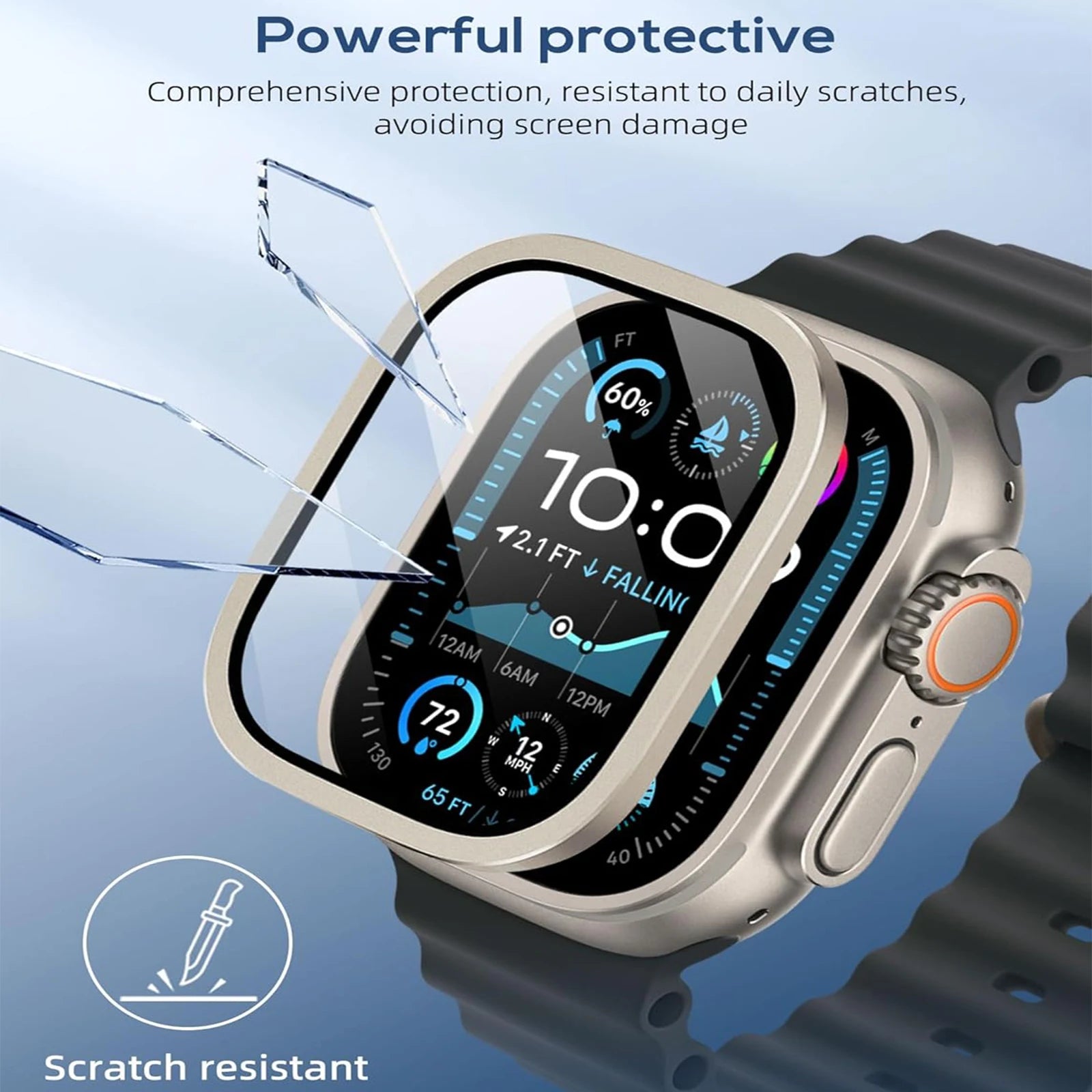 Aluminium Alloy Case+Tempered Glass for Apple Watch Ultra 3 2 1 Anti-Scratch Screen Protector for iWatch Ultra 2 49mm Cover Film