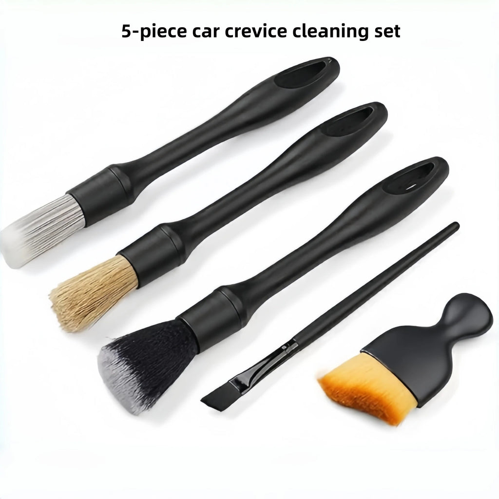 5Pcs Car Detailing Brush Set Soft Long Short Bristles Auto Interior Cleaning Brushes Car Air Vent Crevice Dust Removal Tool Dash