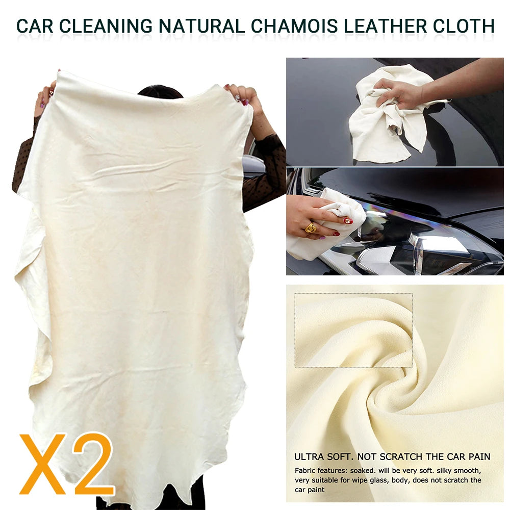 Car Cleaning Cloth Deerskin Leather Towel Drying Car Leather Cloth Super Absorbent Oil Tanned Washing Towels Clean Accessorie