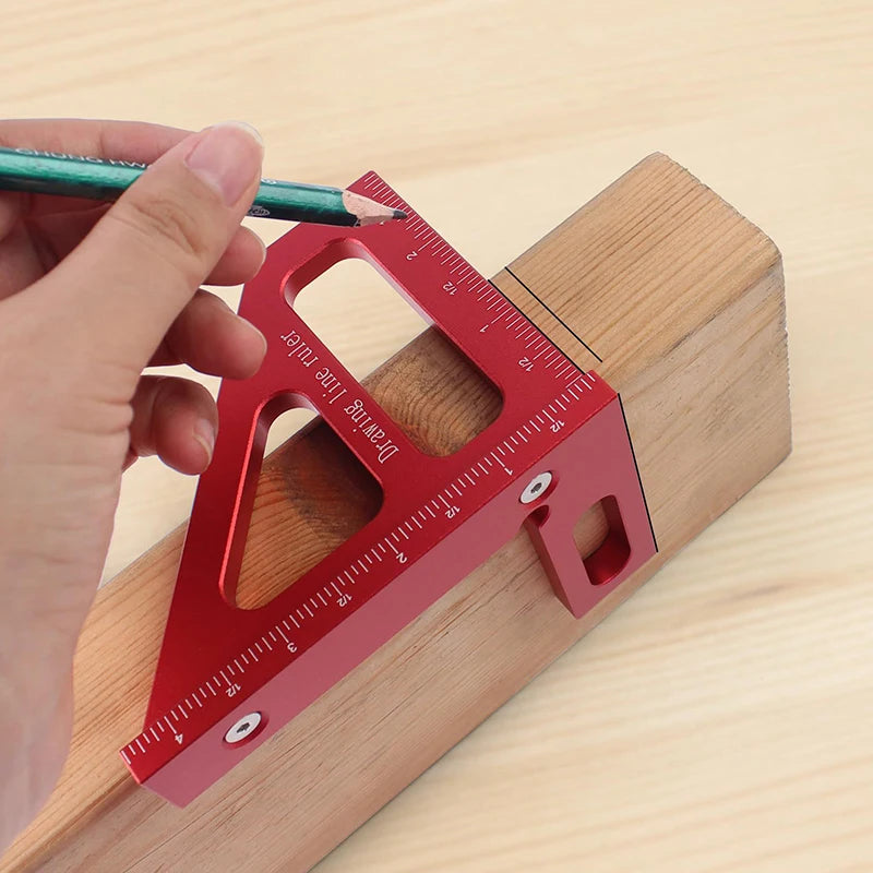 [ZY]Precision Aluminum Alloy Miter Triangle Ruler 45°/90° Woodworking Square Protractor 3D Multifunctional Measuring Toolsolss