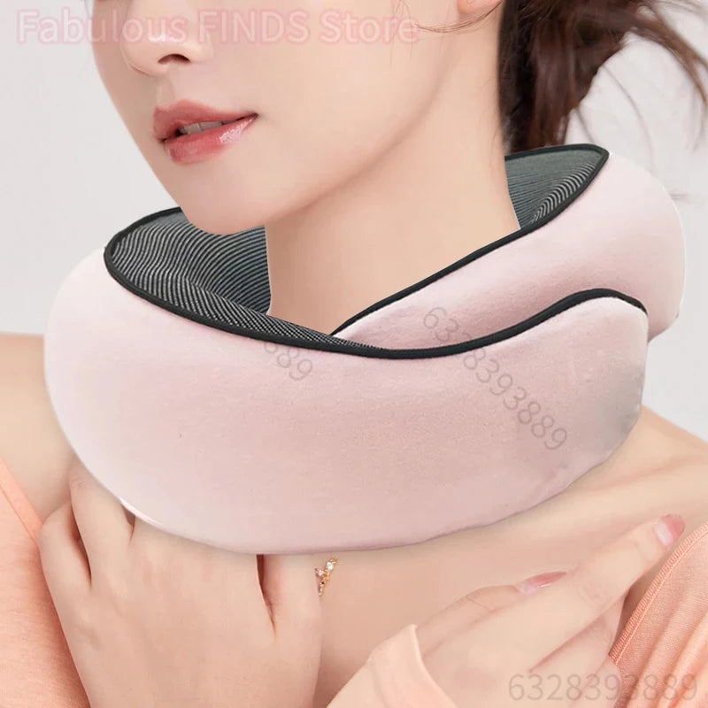 Memory Foam Travel Neck Pillow, 360-Degree Head & Chin Support Pillow for Home, Airplanes and Car Use