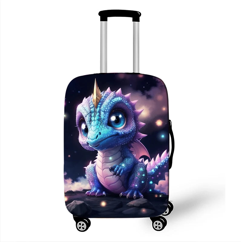 Cute Dragon Baby Print Luggage Cover Fantasy Animals Accessories Elastic Trolley Case Protective For Travel Anti-dust Covers