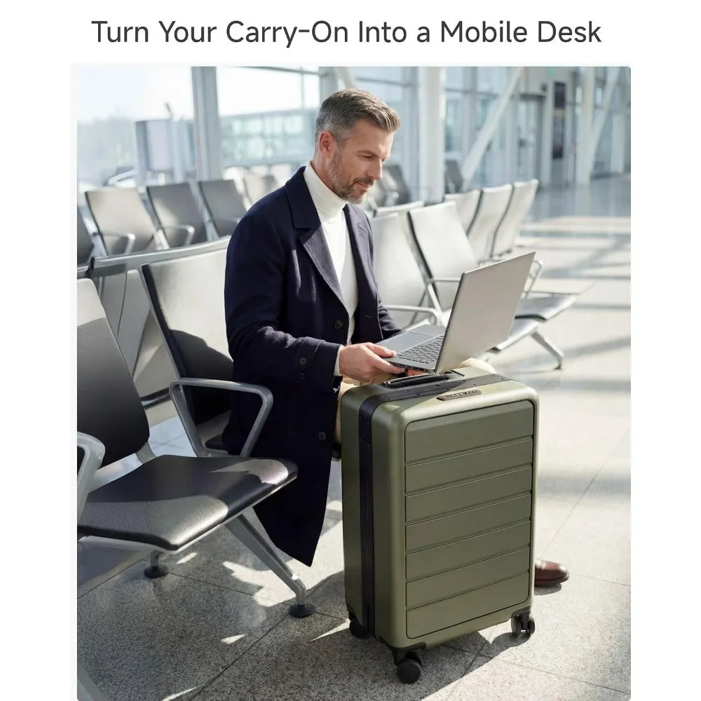 HUP Pro 21" Zipperless Carry On Luggage 38L Front Opening Compartment Suitcase Spinner Wheels, Customized
