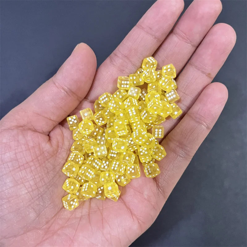 200Pcs 12colors 5*5*5mm Solid Clear Transparent Mini D6 Acrylic Right Angle Point Dice Six Sided Cube For Board Game accessories