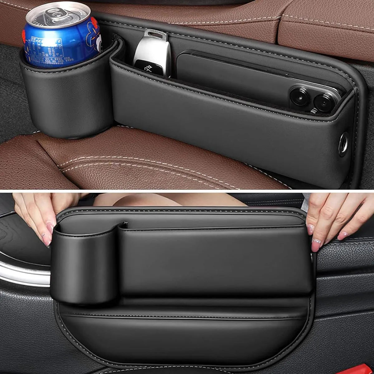 1Pcs Car driver seat gap filler car seat gap storage with cup holder universal car seat storage box for cell phone glasses keys