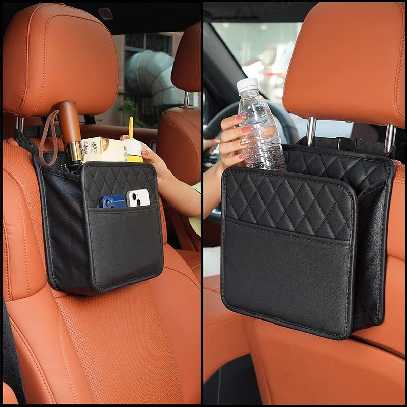 Car Seat Back Storage Box Universal Hanging Headrest Organizer Foldable Storage Pocket for Phone Umbrella Tissue Holder