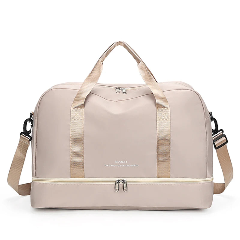 Expandable Travel Duffle Bag for Women, Sports Handbag, Fitness Bag, Large Capacity, One Shoulder Weekend Overnight Bag