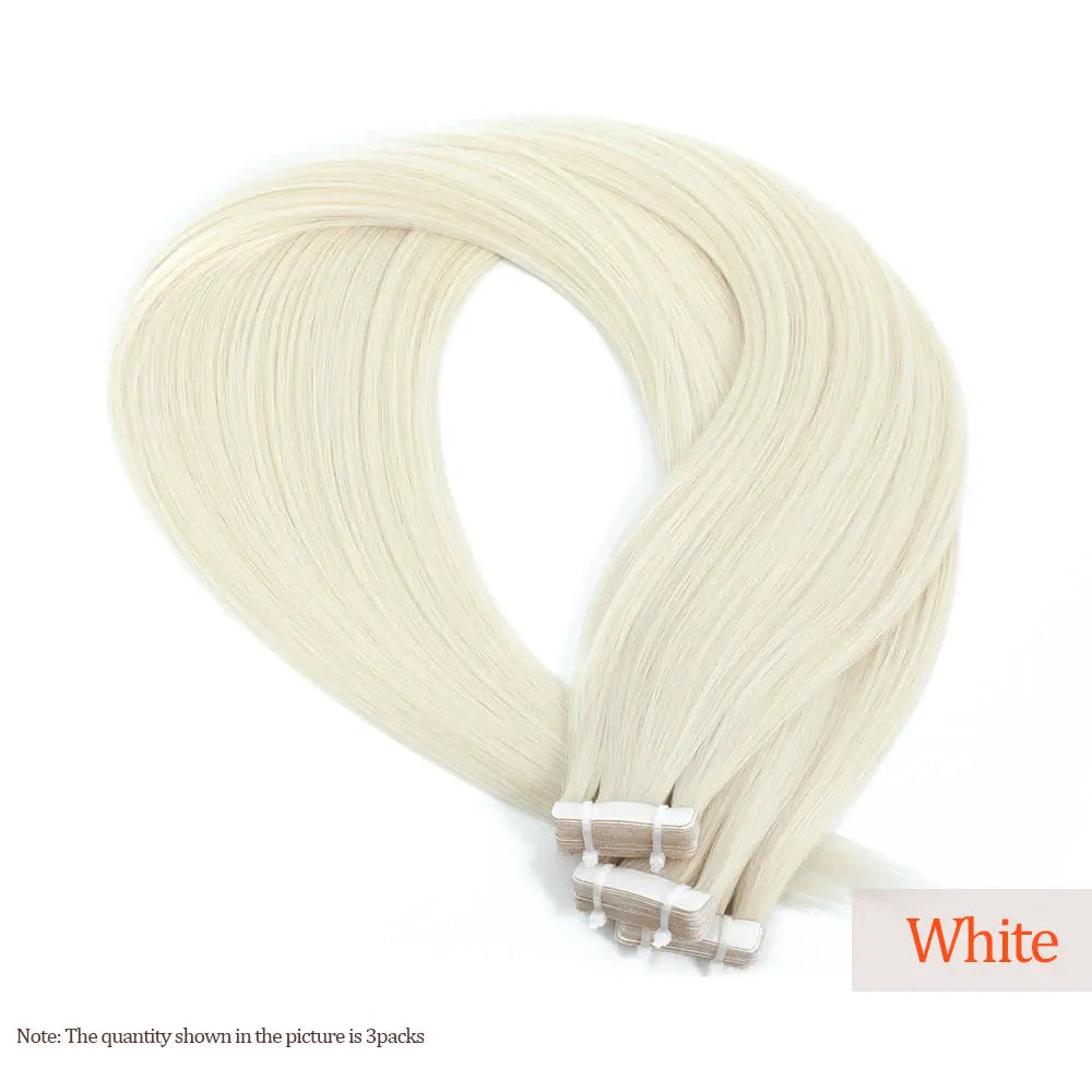 26" Straight Tape In Hair Extensions 20pcs 50 Grams Heat Resistant Fiber Colored Tape In Hair Double Sided Adhesives Hair