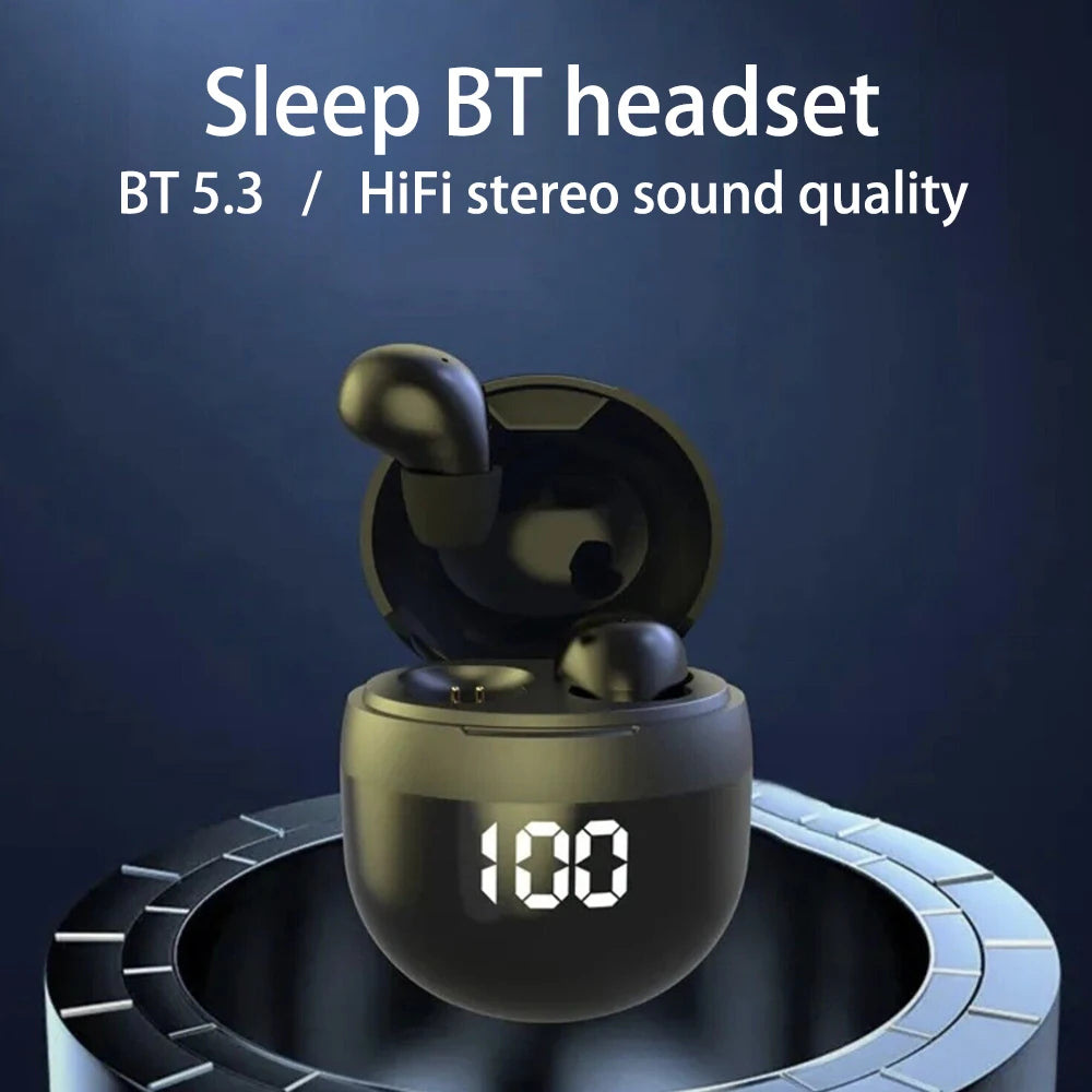 Mini Invisible Sleep Wireless Earbuds BT 5.3 Headphones Digital Display Charging Case Ultra Comfortable for Side Sleepers Wear