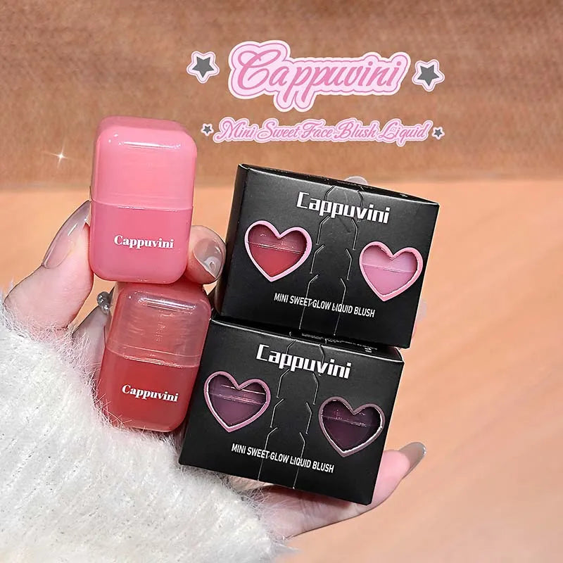 Cappuvini Mini Moisturizing Liquid Blush Energetic Pink Cheek Rouge Korean Style Blusher Long-Lasting Easy to Apply