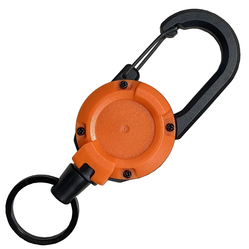 Retractable Heavy Duty Pull Reel Carabiner Multitool Survivalowy Buckle Spring Key Ring Outdoor Sporty Attachment Keychain Tool