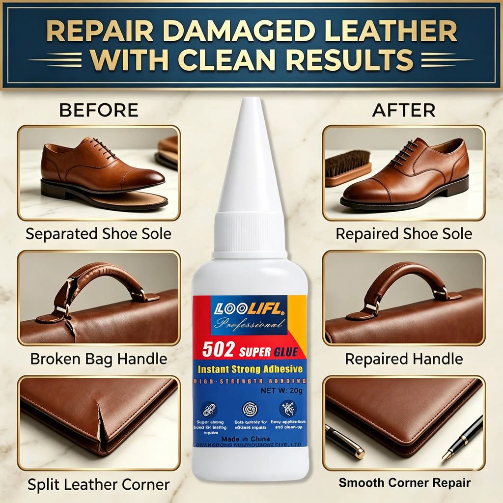 Fast Fix Leather Glue 20g Clear Drying Strong Adhesive for Shoes Wallet Car Seat Suede Upholstery Repair